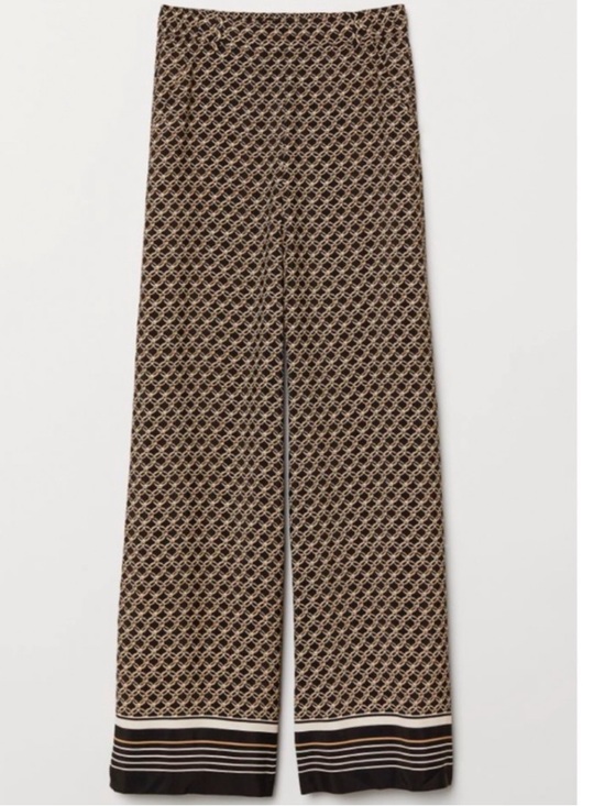 H&M Pants - H&M Wide-Leg Trousers — Black and Beige